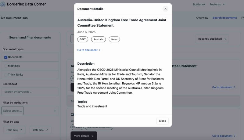 Detail view of a search result in the document hub.